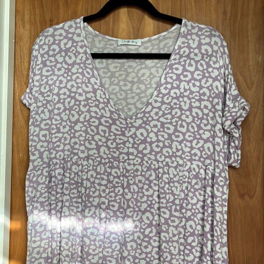 Lavender or light sage green leopard print baby doll dress